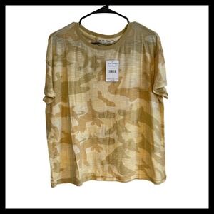 NWT We The Free Free People Sand Combo Camo Print T Shirt Extra Small XS